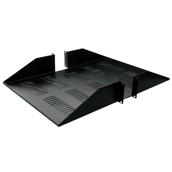 Quest Mfg Double-Sided Vented Shelf, 2U, 19" x 25"D, Black ES0619-0225